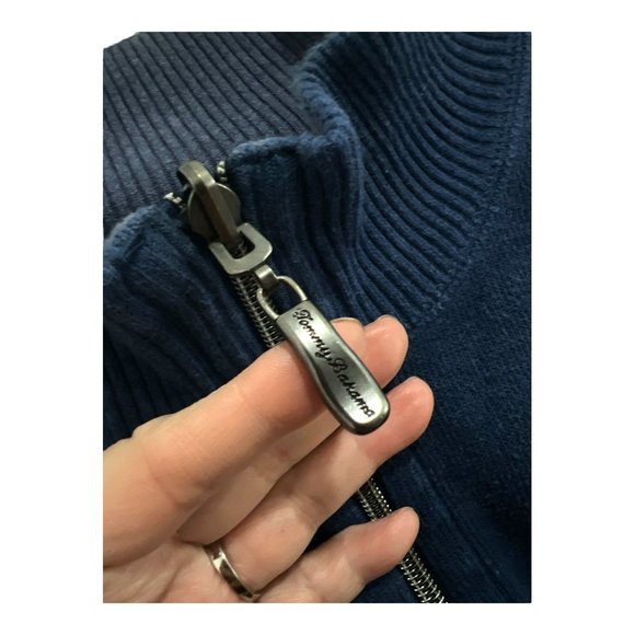 Tommy Bahama Men's Navy Blue 1/4 Zip 100%  Cotton Pullover Sweatshirt XL - Picture 2 of 12